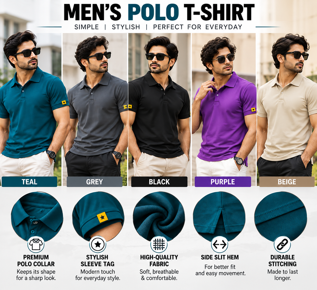 Pack of 5 polo tshirt - 999/-