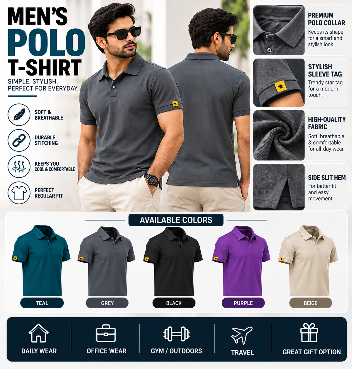 Pack of 5 polo tshirt - 999/-